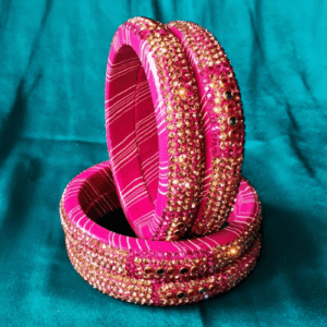 Lac Kundan Meenakari Kada - Pink (Set of 4)