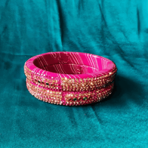 Lac Kundan Meenakari Kada - Pink (Set of 2)