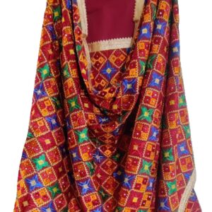 Phulkari Suit with Dupatta (Un-stitched)