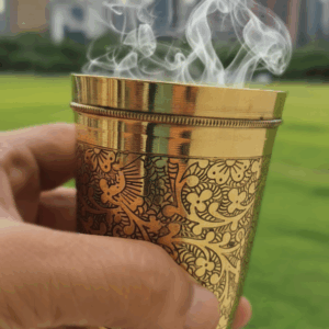 Pure Brass Tumbler with Floral Vines design