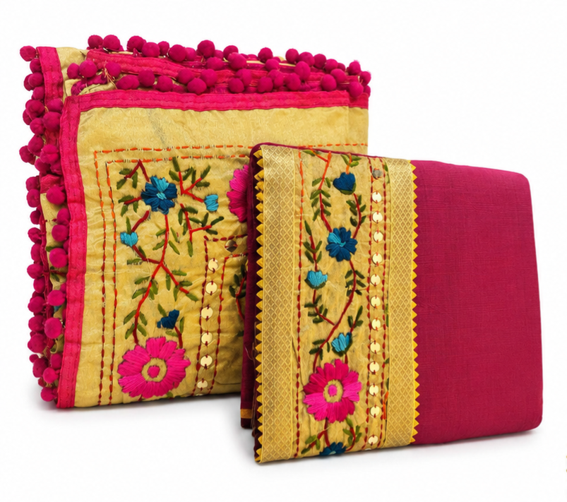 Suit with Dupatta Kantha Embroidery (Unstitched) - Image 2