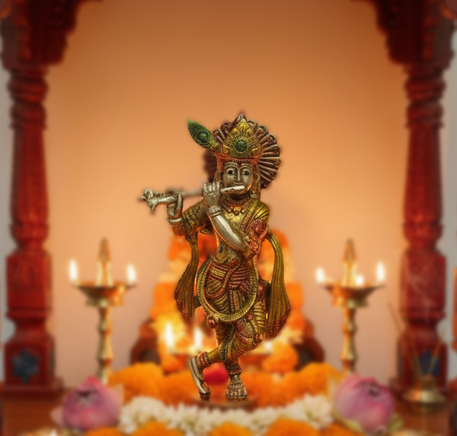 Idol of Lord Krishna playing Flute